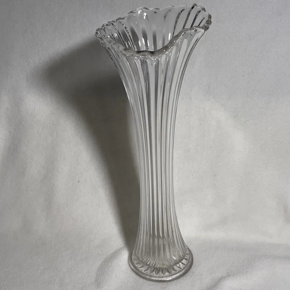 Antique Fenton Swung Vase Clear Early Circa 1918 UV Glow Rare